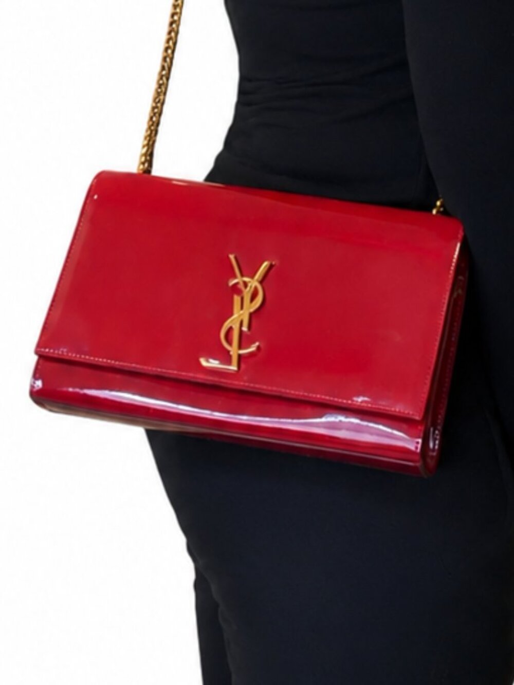 YSL-Red Patent Leather/ Gold Hardware - Kate Small Crossbody Bag